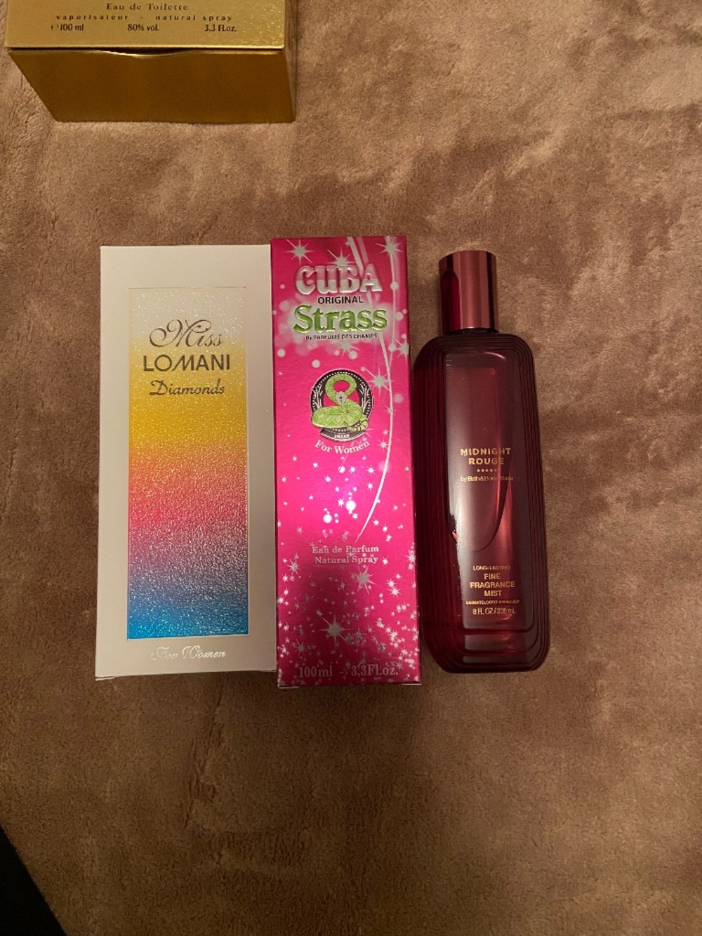 3 three bottles lomani miss diamond Cuba strass snake b&bw midnight rouge ALL